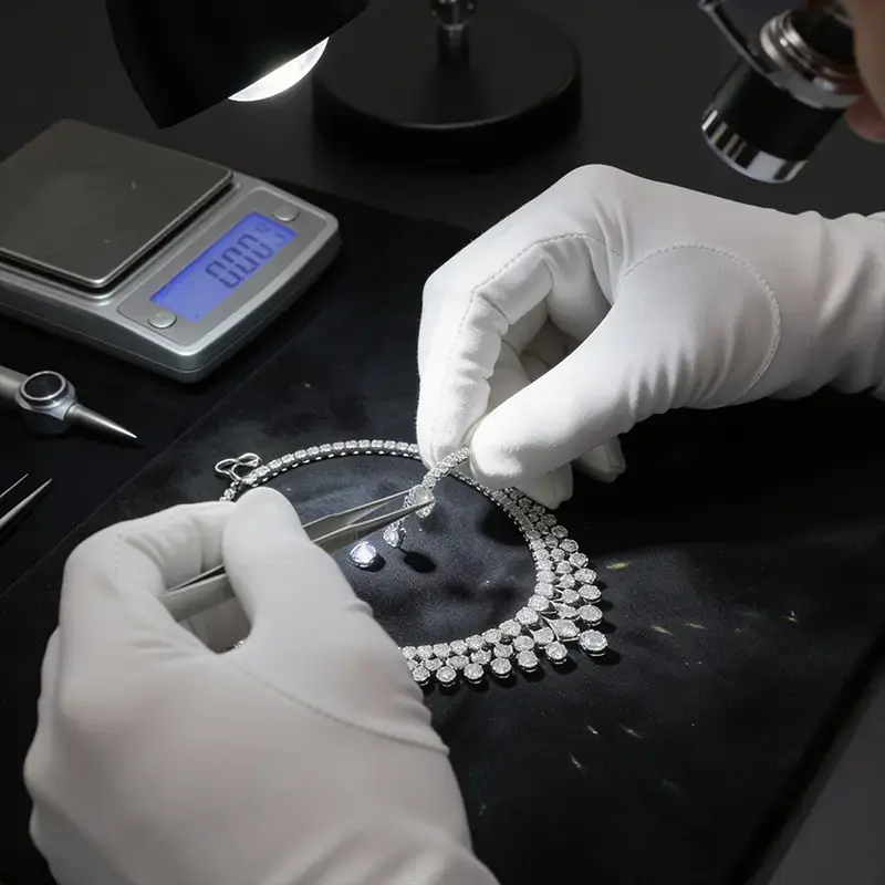 Schmuckprüfung bei der professionellen Bewertung von Schmuck und Edelsteinen